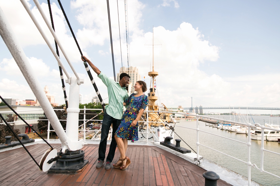 Moshulu Philadelphia Penns Landing engagement - Center City Philadelphia Wedding Photographer