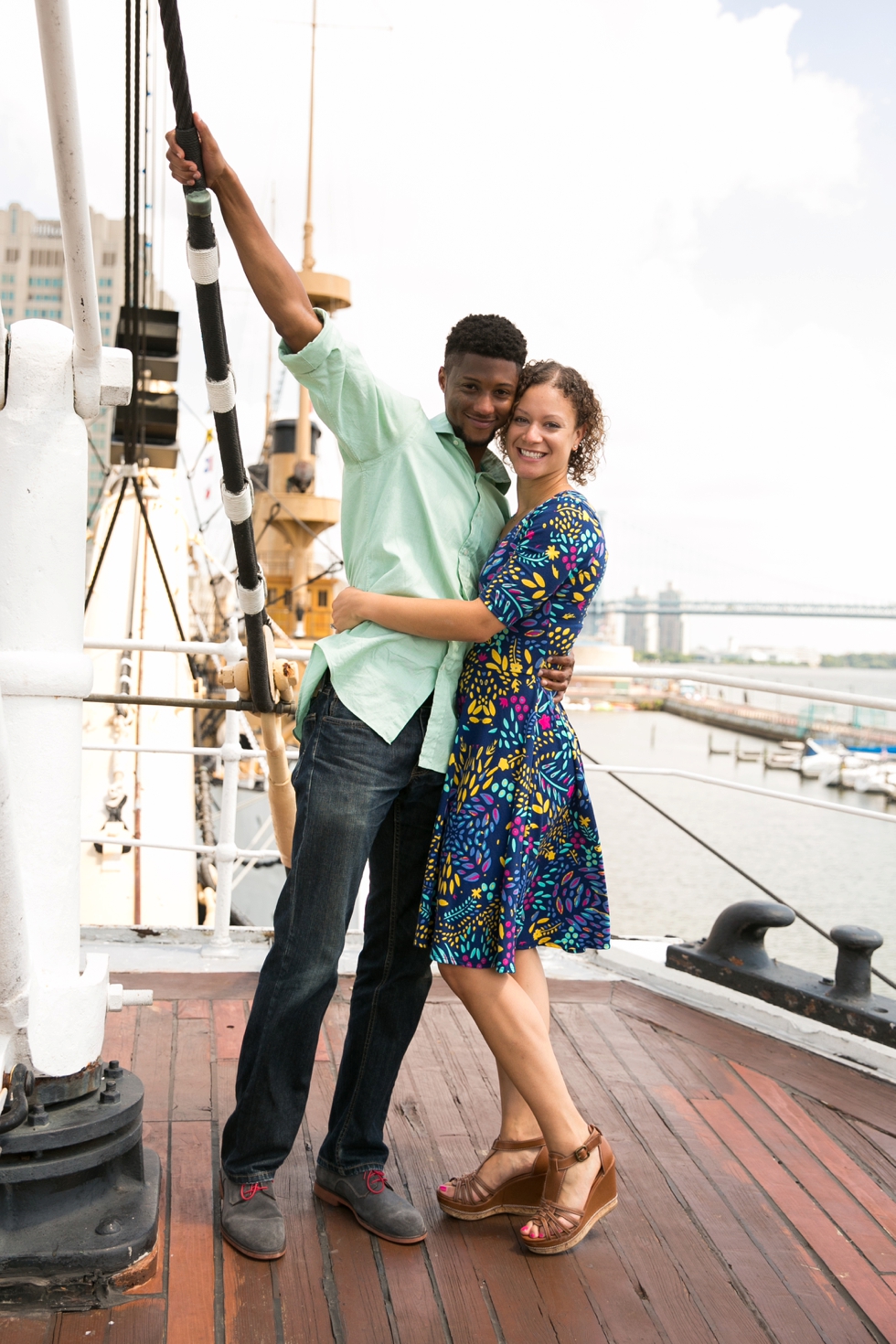 Moshulu Philadelphia Penns Landing engagement - Center City Philadelphia Wedding Photographer