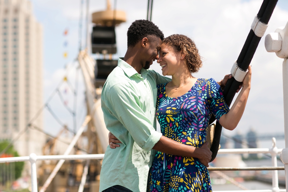 Moshulu Philadelphia Penns Landing engagement - Center City Philadelphia Wedding Photographer