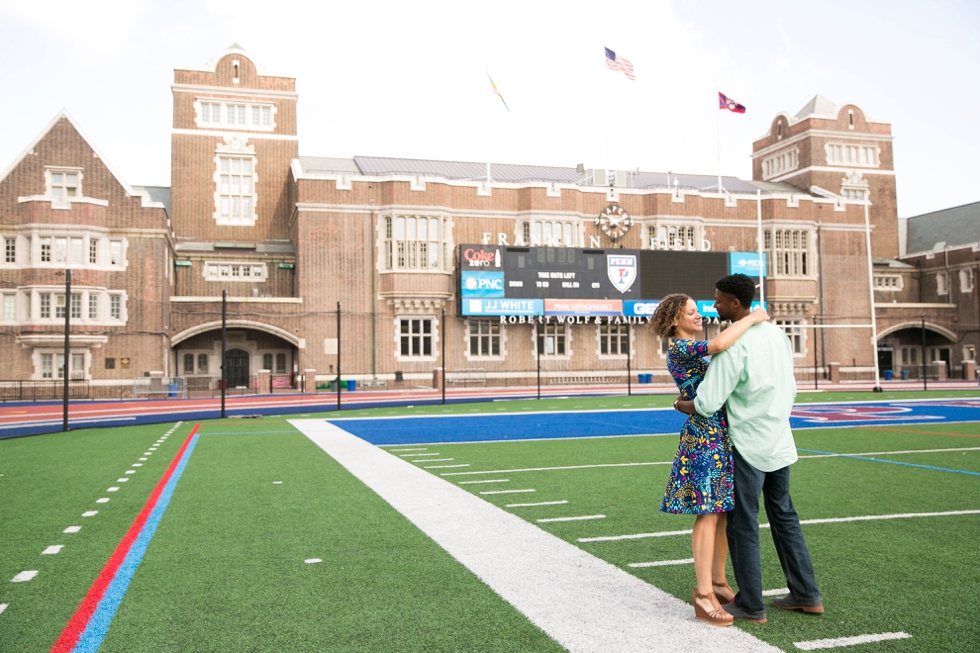 Franklin Field University of Pennsylvania engagement - Center City Philadelphia Wedding Photographer