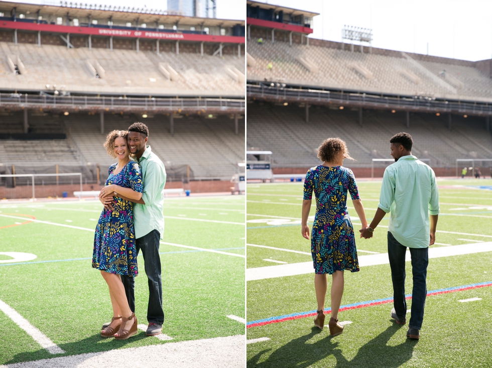 Franklin Field University of Pennsylvania engagement - Center City Philadelphia Wedding Photographer