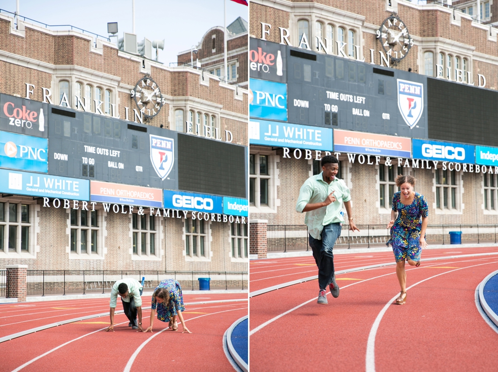 Franklin Field University of Pennsylvania engagement - Center City Philadelphia Wedding Photographer