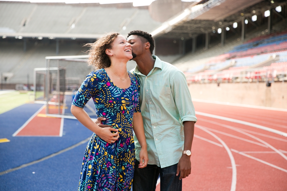 Franklin Field University of Pennsylvania engagement - Center City Philadelphia Wedding Photographer