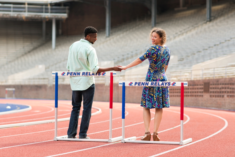 Franklin Field University of Pennsylvania engagement - Center City Philadelphia Wedding Photographer