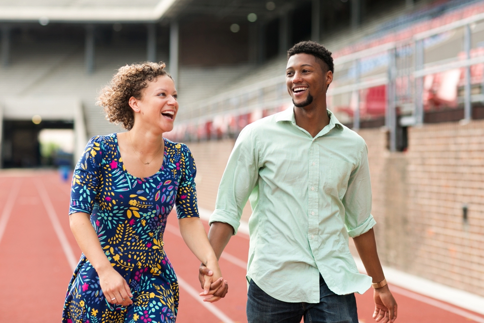 Franklin Field University of Pennsylvania engagement - Center City Philadelphia Wedding Photographer