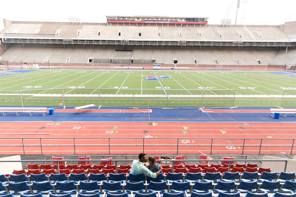 Franklin Field University of Pennsylvania engagement - Center City Philadelphia Wedding Photographer