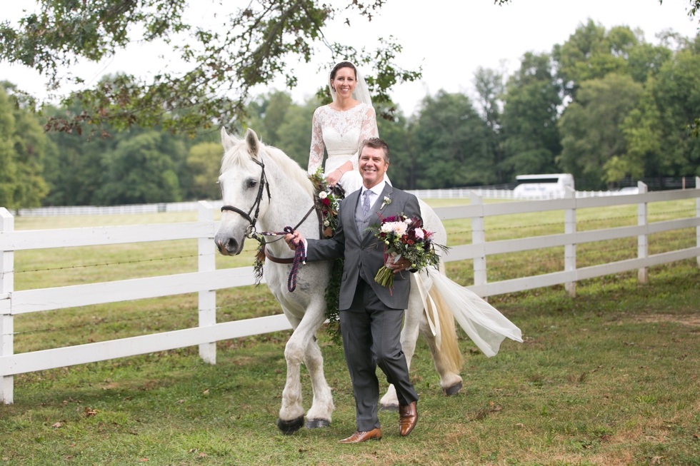 Outdoor Ranch Ceremony Bride on a Horse- Philadelphia Farm Wedding Photography