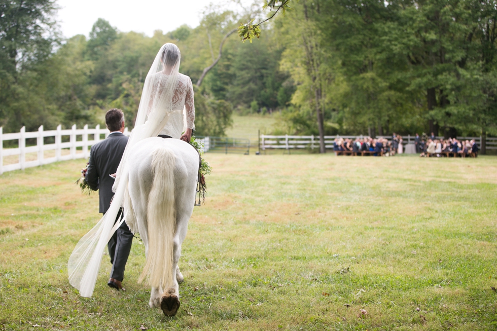 Outdoor Ranch Ceremony Bride on a Horse- Philadelphia Farm Wedding Photography