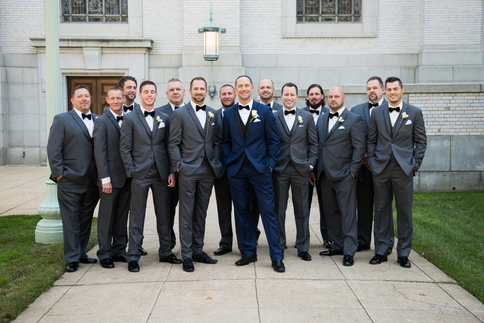 US Naval Academy Buchanan House gardens groomsmen - Jade and David Kircus 