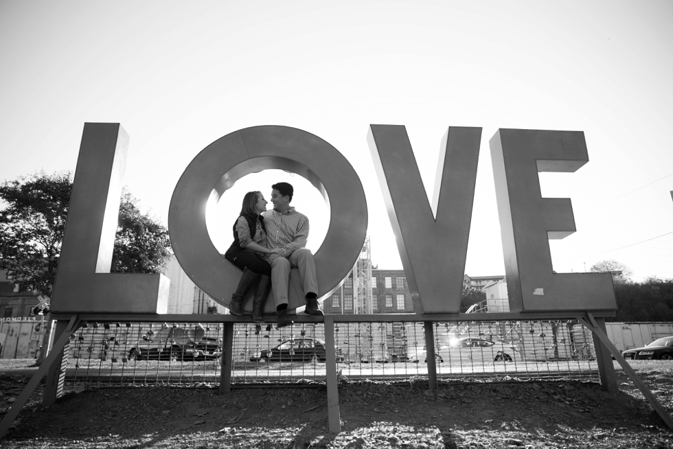 Love sign - Blackwater Creek Trail Lynchburg Engagement