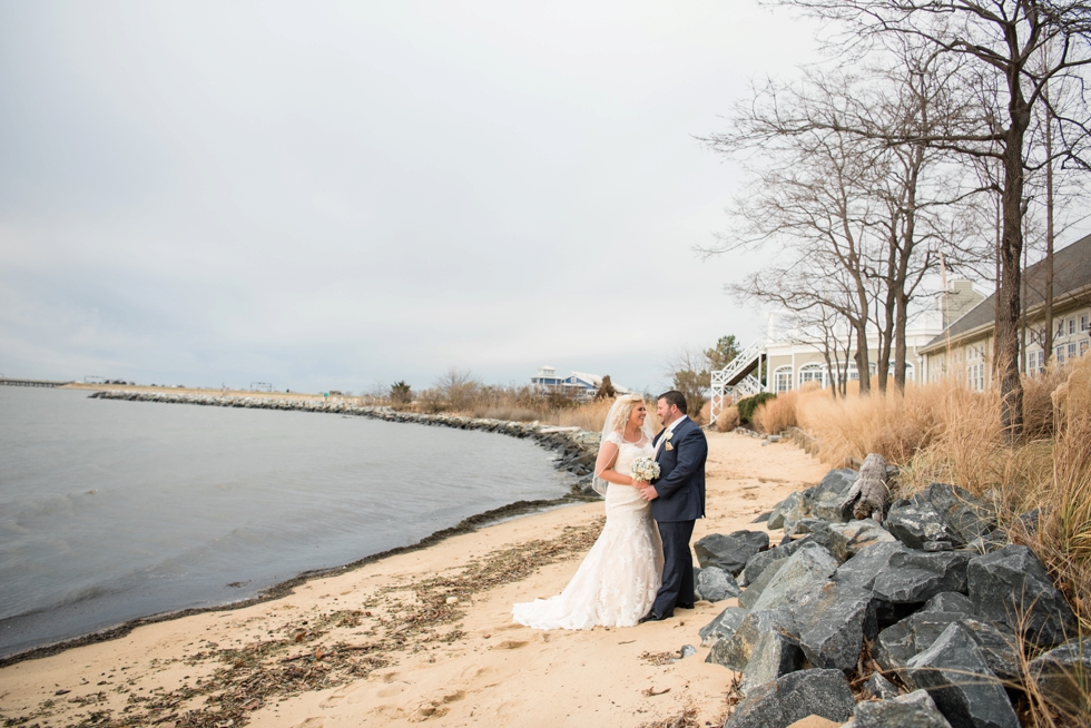 Chesapeake Bay Beach Winter Wedding Photographers