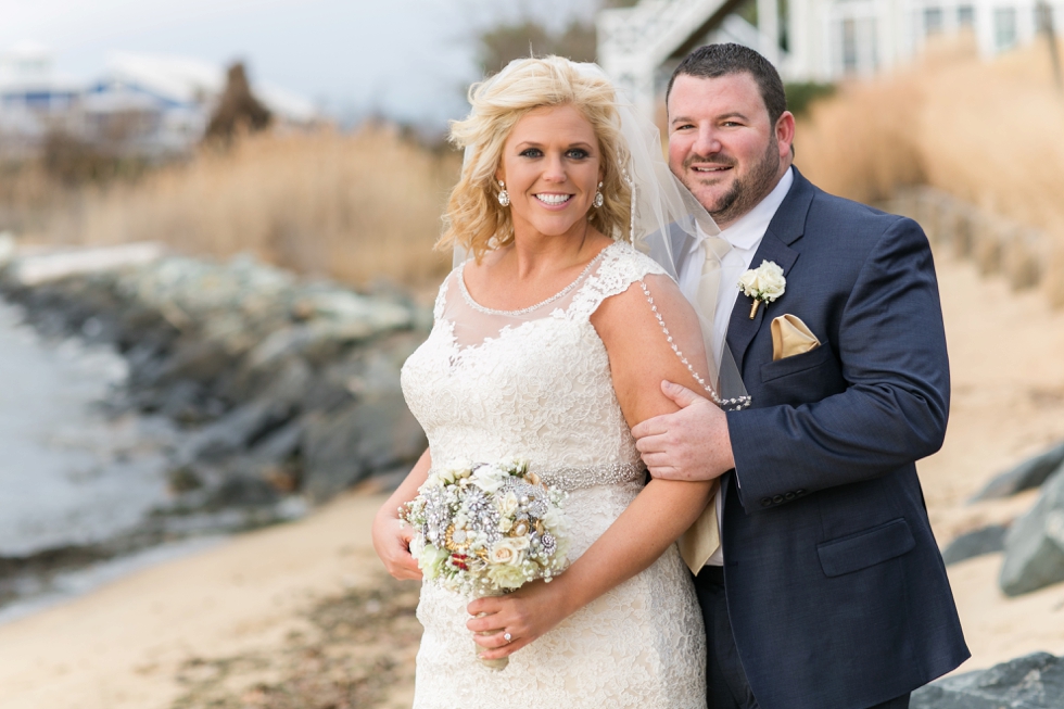 Chesapeake Bay Beach Winter Wedding Photographers