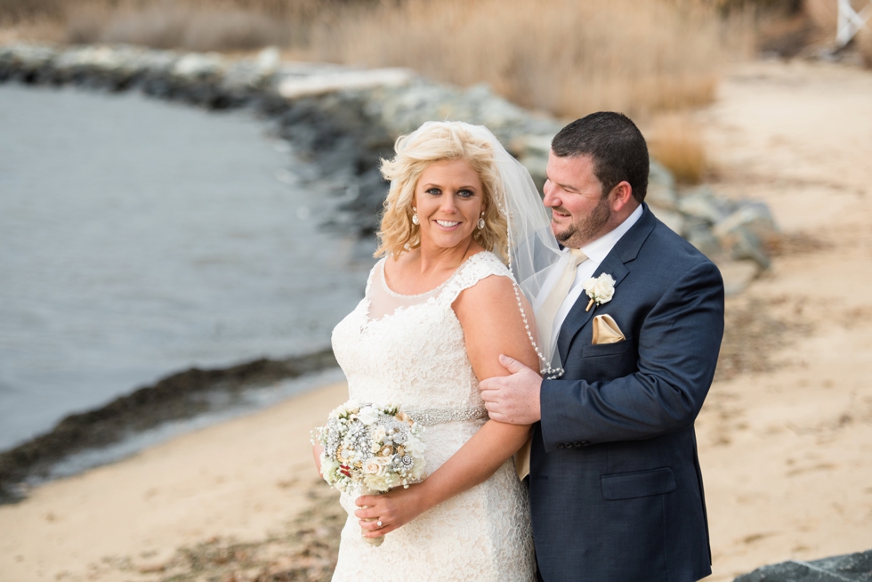 Chesapeake Bay Beach Winter Wedding Photographers