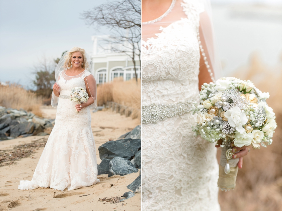 Chesapeake Bay Beach Winter Wedding Photographers