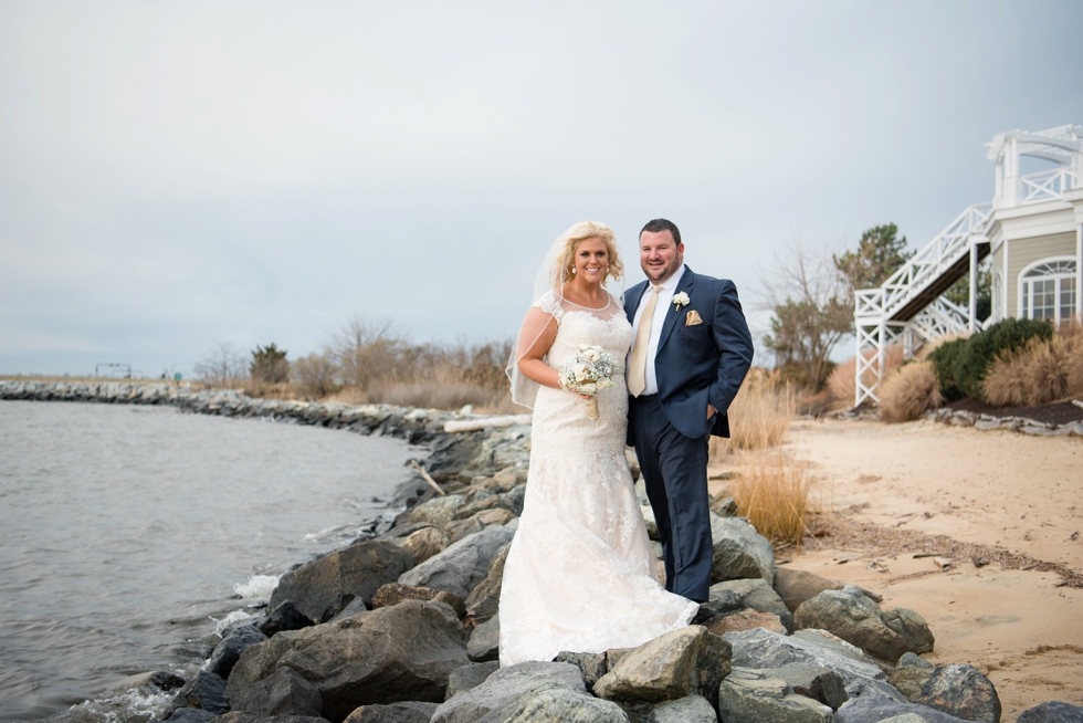 Chesapeake Bay Beach Winter Wedding Photographers