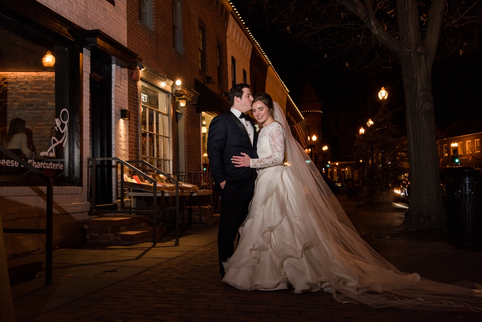 Georgetown Four Seasons Hotel Wedding Photos - Night Wedding Couple Portrait