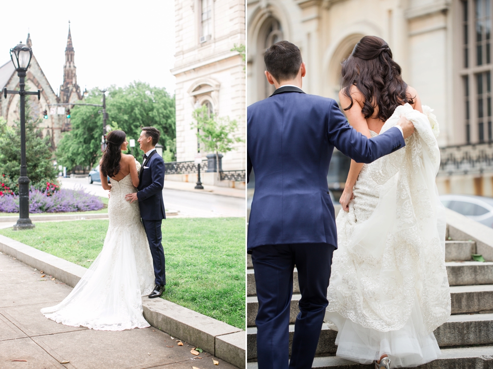 Mount Vernon Wedding Photography - Peabody Library First Look Bride and Groom