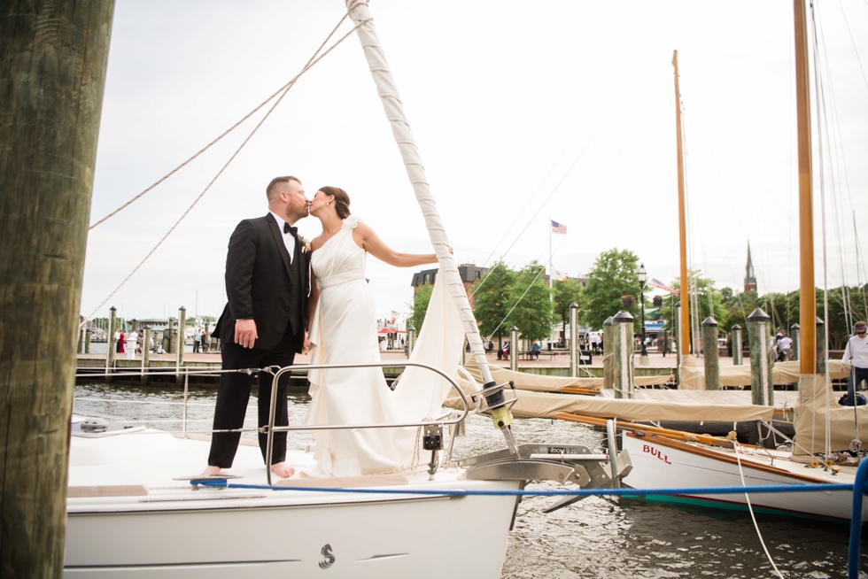 Annapolis City Dock Wedding Party - Ego Alley Annapolis Beneteau Sailboat