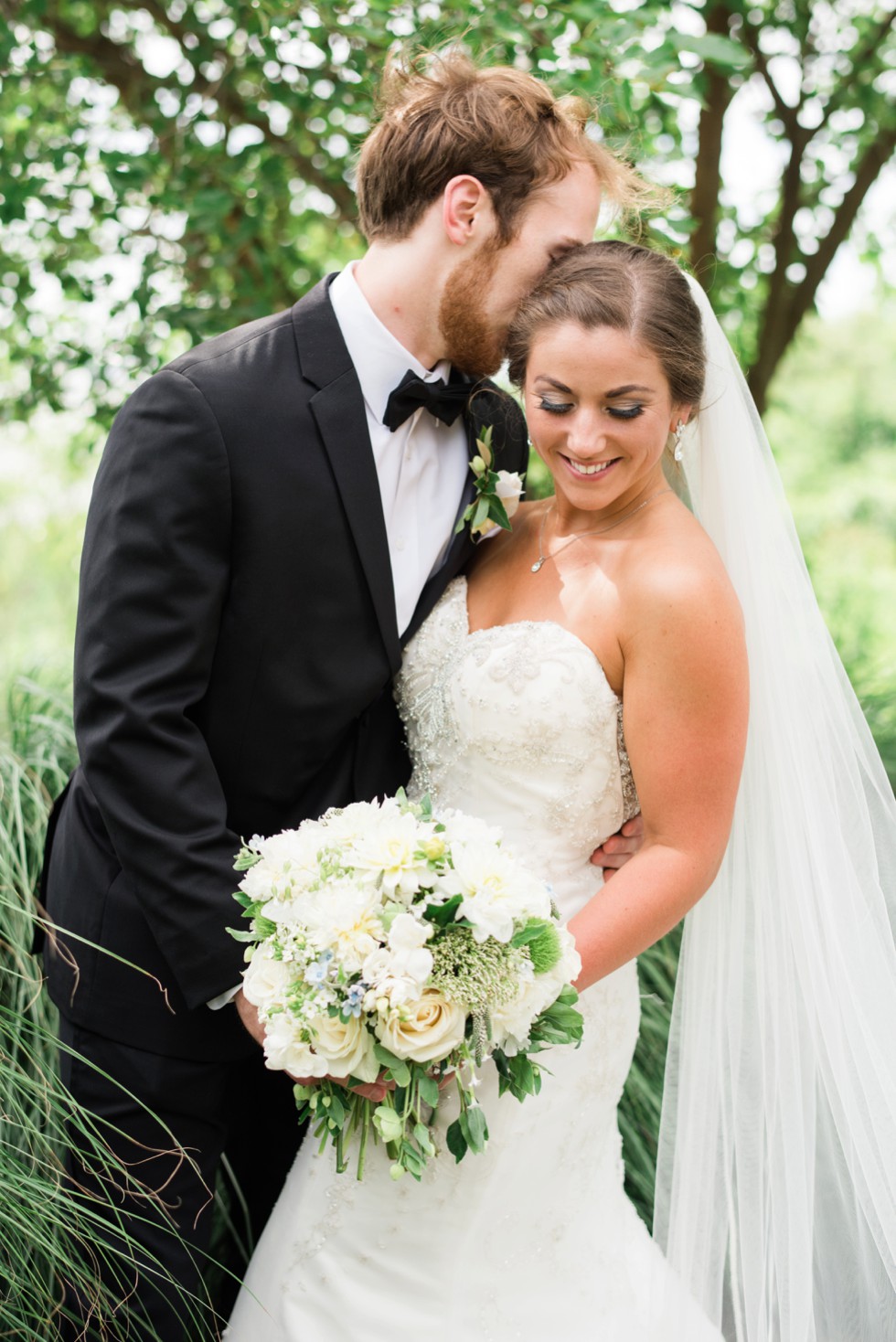 Black Eyed Susan Florals with Bridal Portrait at the Chesapeake Bay Beach Club Sunset Ballroom in Maryland