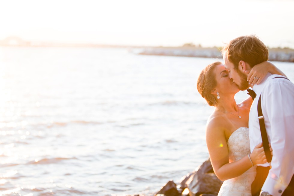 Couple on the Beach at sunset for a shore Wedding by Philadelphia wedding photographer