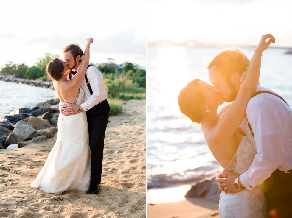 Couple on the Beach at sunset for a shore Wedding by Philadelphia wedding photographer