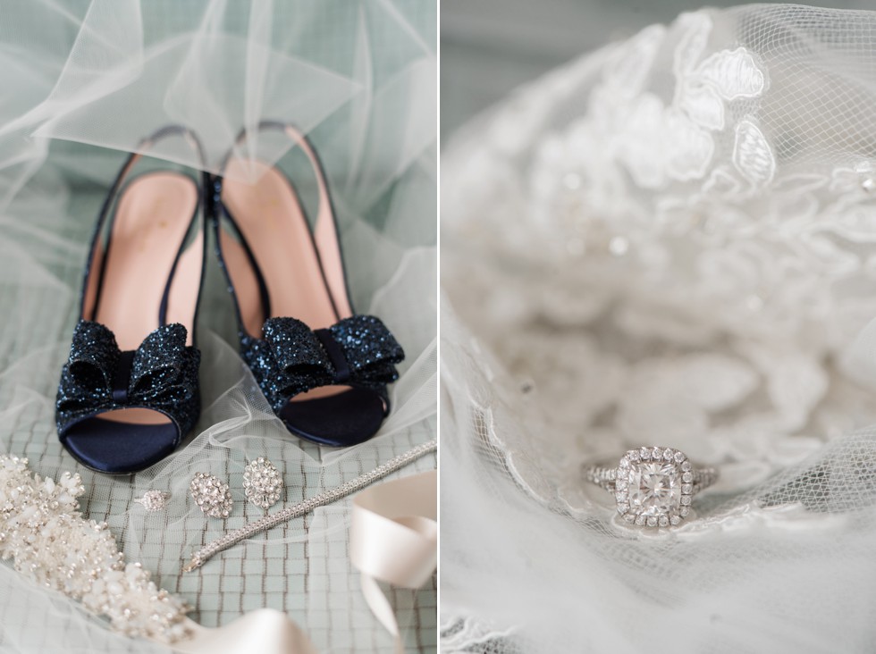 Navy sparkle Kate Spade bridal shoes