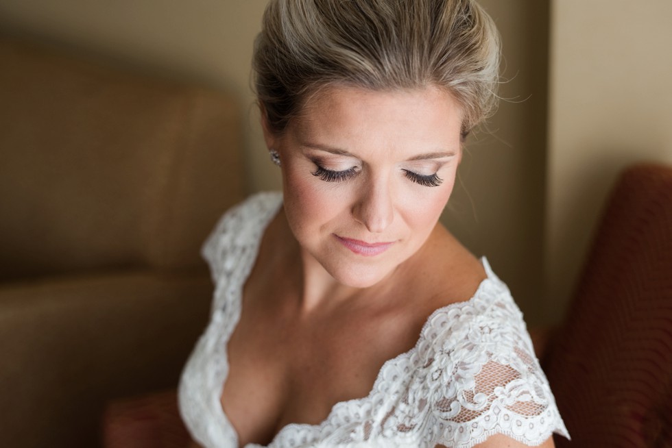 Kleinfeld's Wedding dress in Bridal prep at Marriott Waterfront Baltimore Harbor wedding