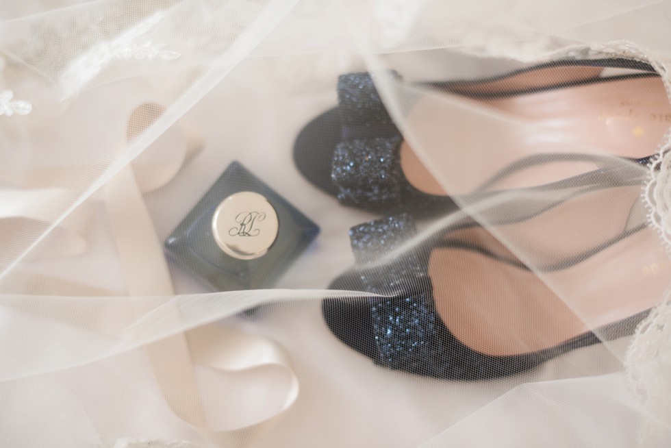 Ralph Lauren perfume and navy Kate Spade sparkle shoes