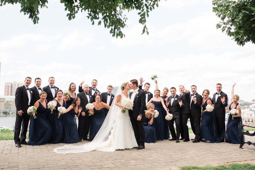 Federal Hill wedding photo with cathedral veil