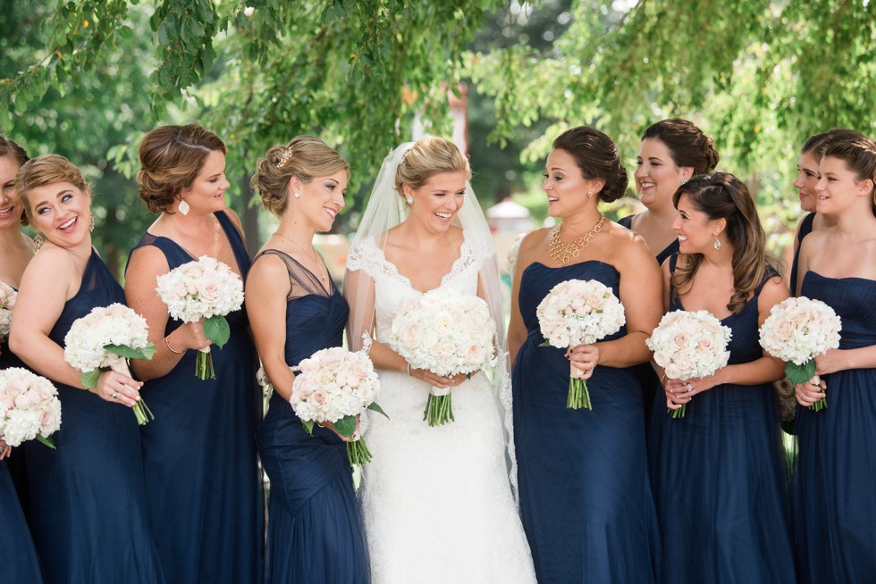 Bride and bridesmaids in Kleinfeld's wedding dress