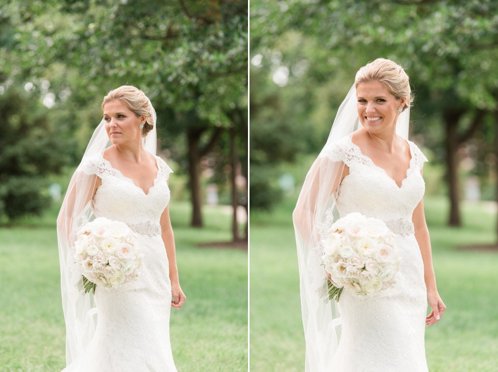 Federal Hill wedding photo with cathedral veil and Kleinfeld's wedding dress