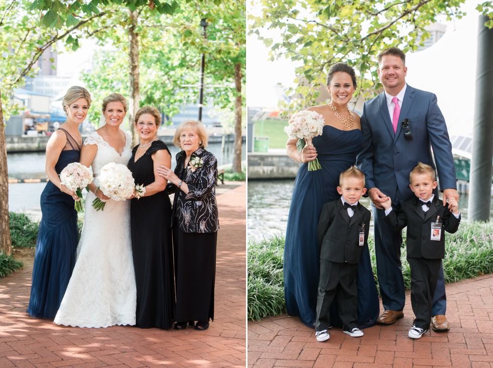 Baltimore Marriott Waterfront Wedding Party in the summer