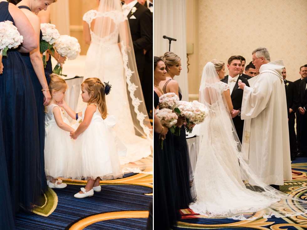 Flower girls at the Indoor Wedding ceremony at Baltimore Waterfront Marriott