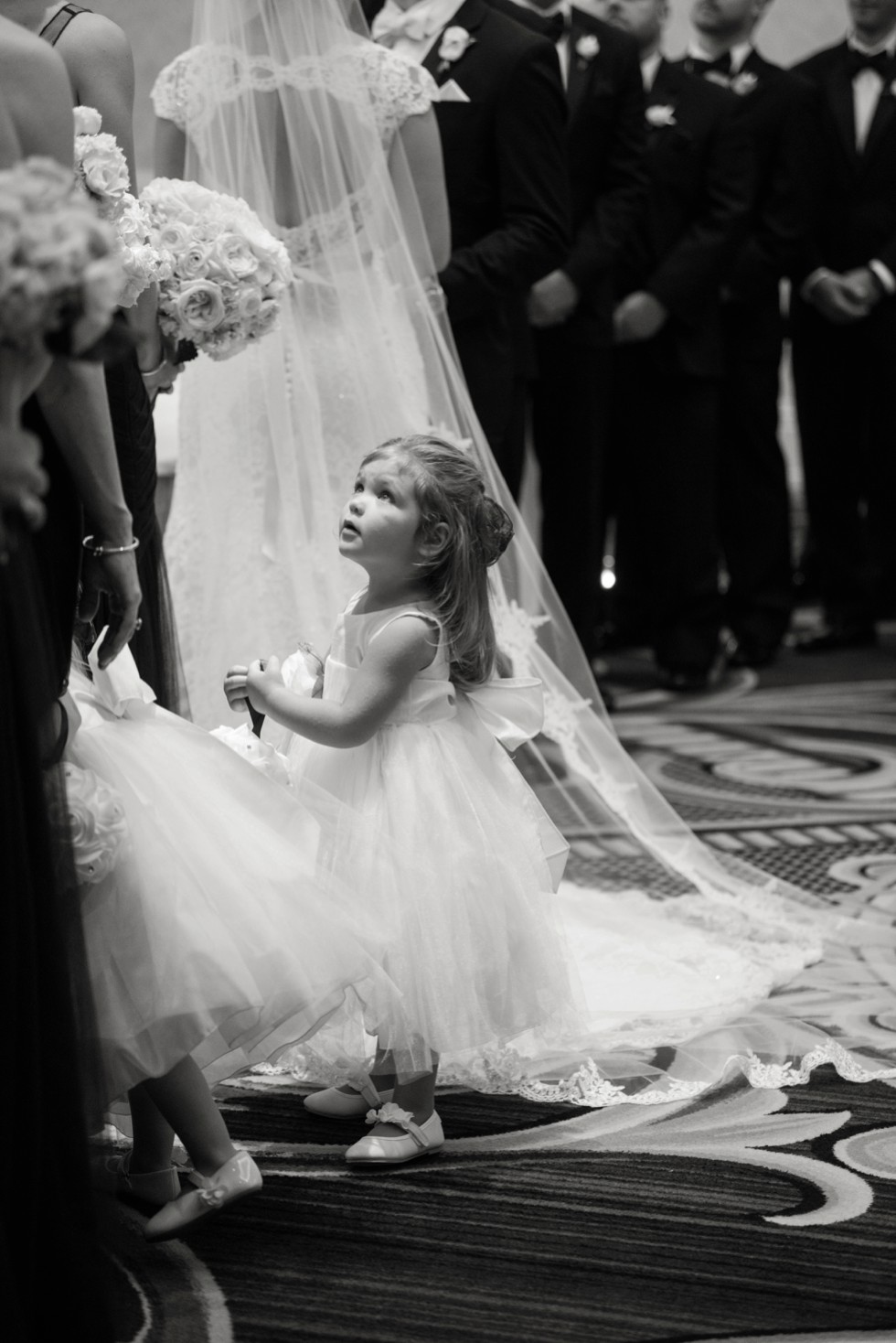 Flower girls at the Indoor Wedding ceremony at Baltimore Waterfront Marriott