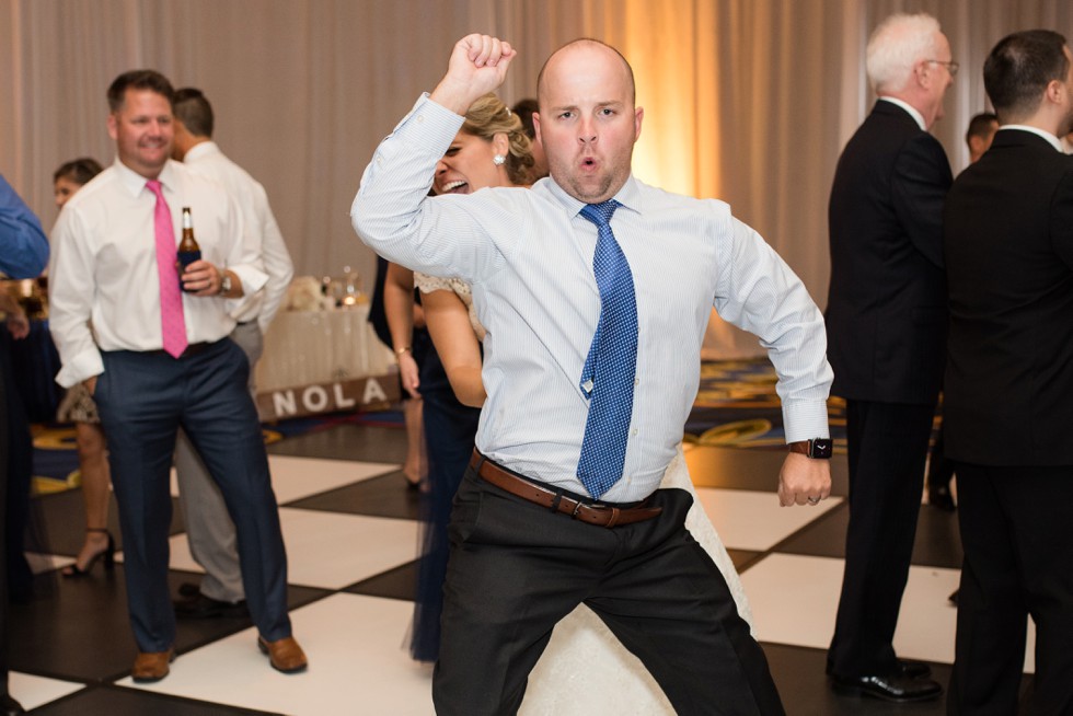 dancing group reception photos at a Marriott Hotel wedding