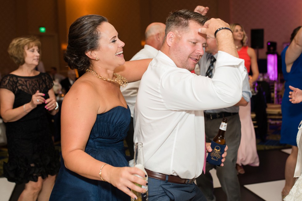 dancing group reception photos at a Marriott Hotel wedding