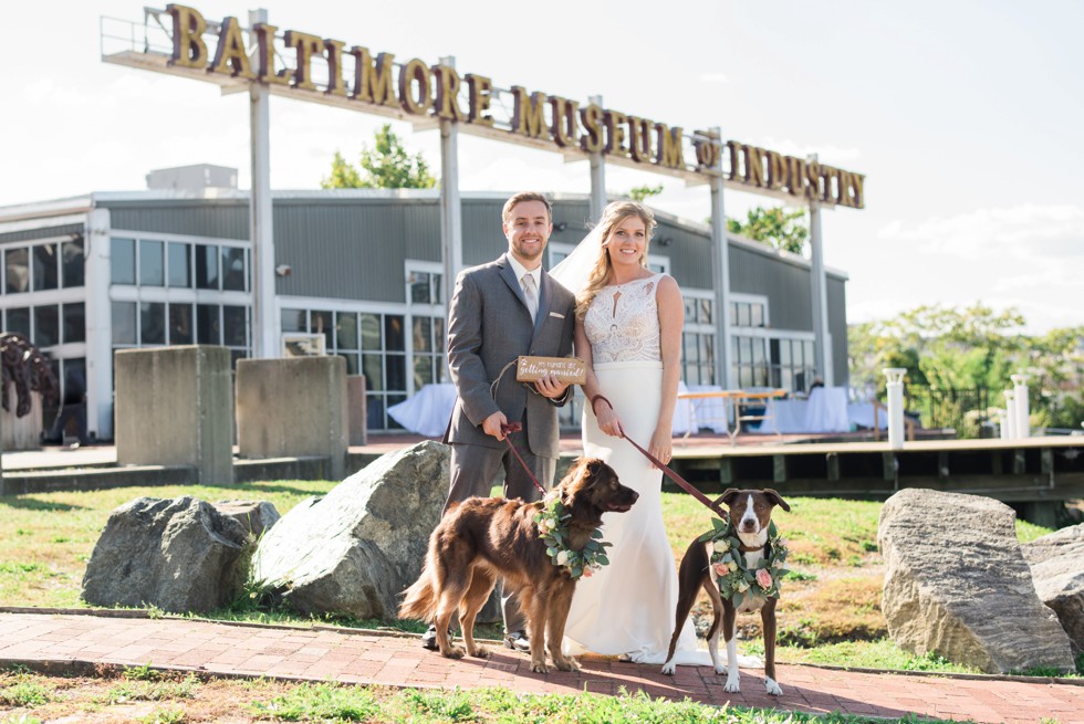 Baltimore Museum of Industry wedding with two dogs