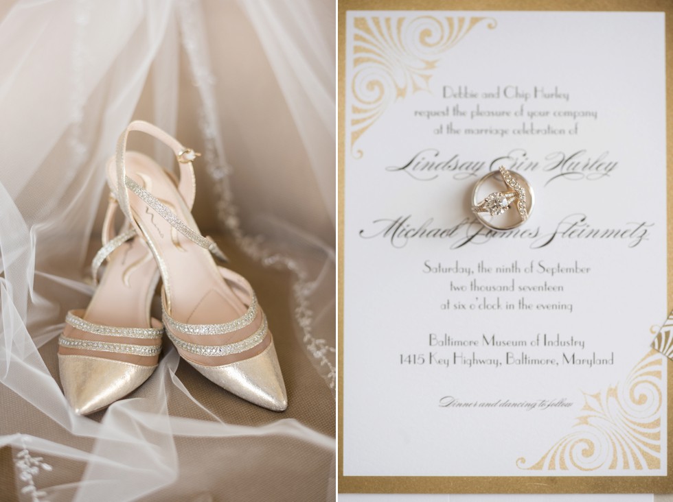 Wedding paper Divas gold wedding invitations - Inhouse Jewelers gold engagement ring