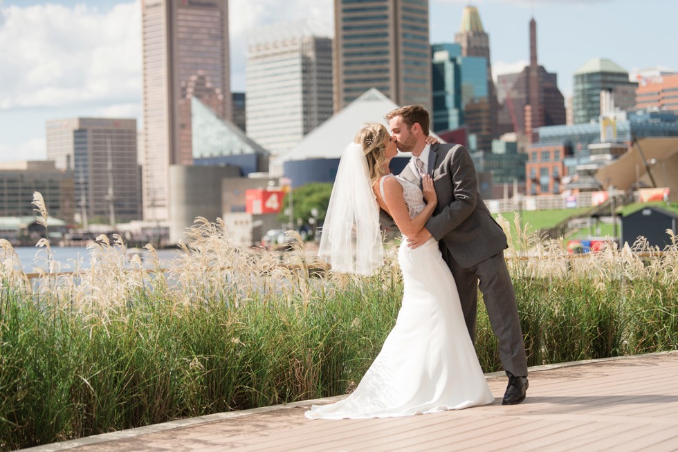 Four Seasons Hotel wedding photos in a martina liana bridal dress, groom wearing a M. Stein & Company Tuxedo