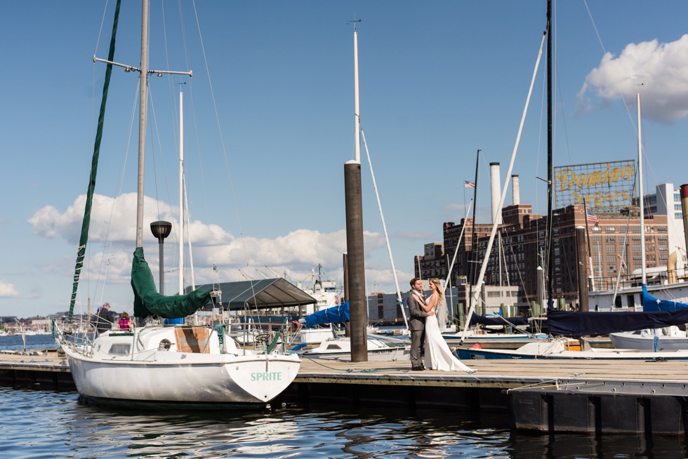 Four Seasons Hotel wedding photos in a martina liana bridal dress, groom wearing a M. Stein & Company Tuxedo