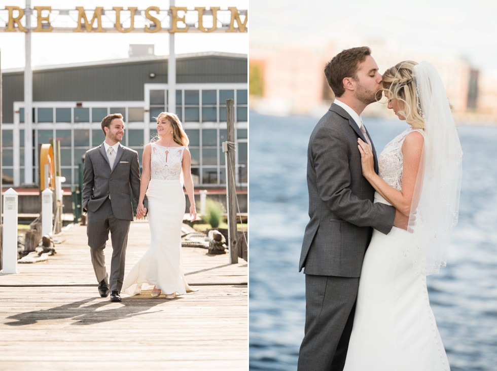 Baltimore Museum of Industry wedding photos overlooking the Domino Sugar Sign