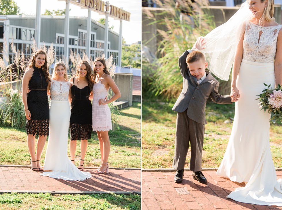 Family wedding photos at Baltimore Museum of Industry