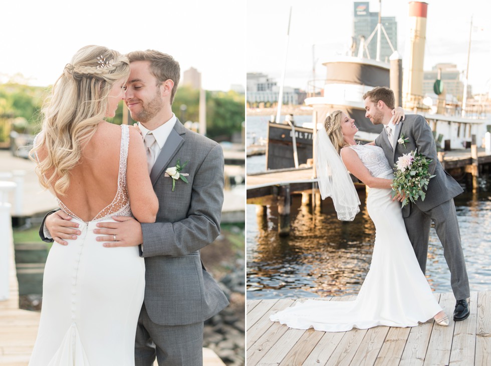 Couple embracing at Baltimore Museum of Industry