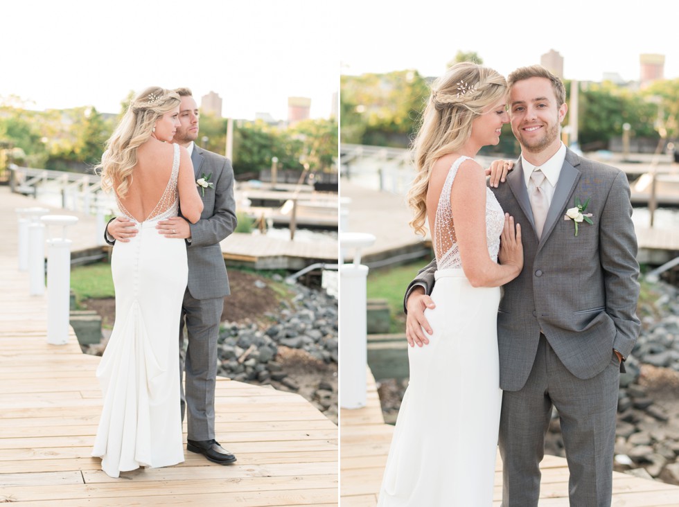 Couple embracing at Baltimore Museum of Industry