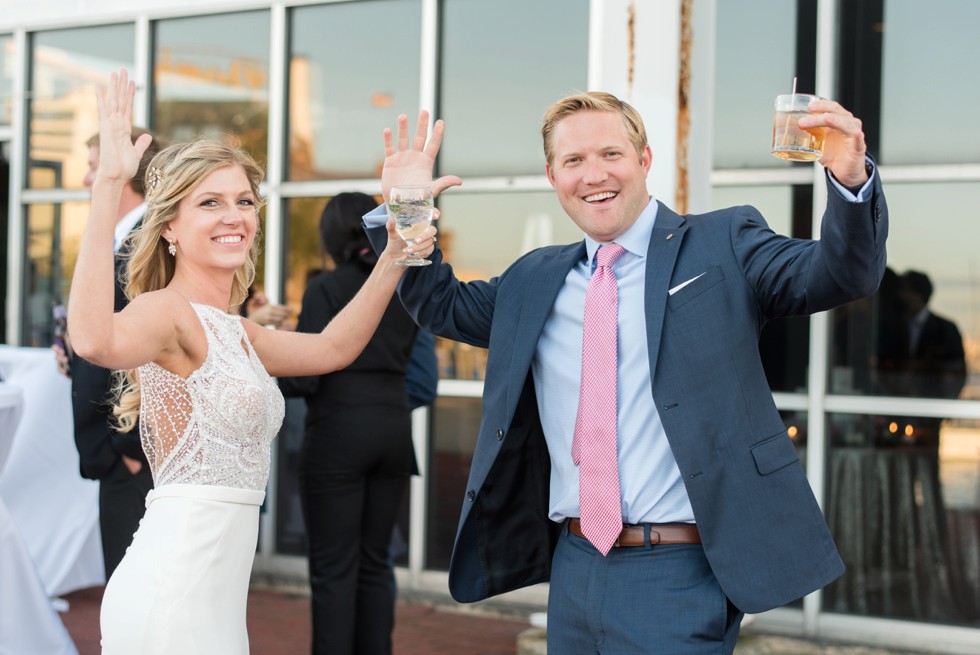 wedding guests and past wedding couple at Baltimore Museum of Industry