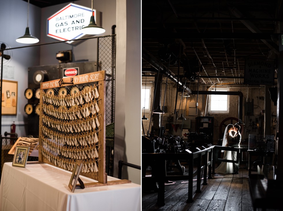 Newlyweds in the steel room at baltimore museum of Industry