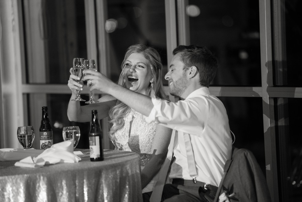 Toasts to the bride and groom at Baltimore Museum of Industry