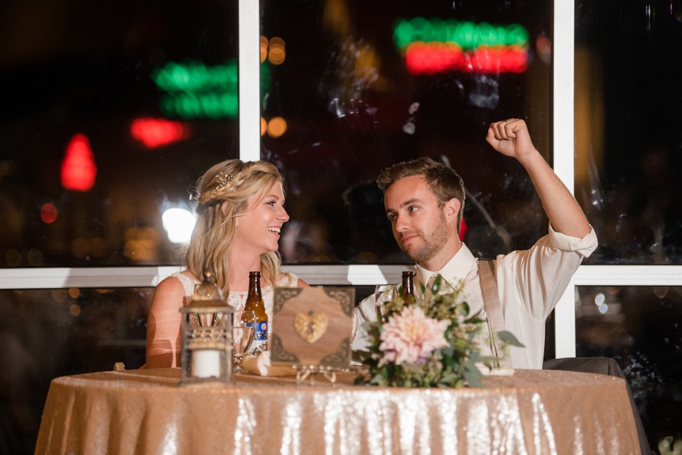 Toasts to the bride and groom at Baltimore Museum of Industry