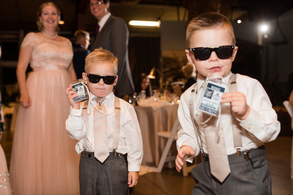 Ring bearer ring security dancing at Baltimore Museum of Industry