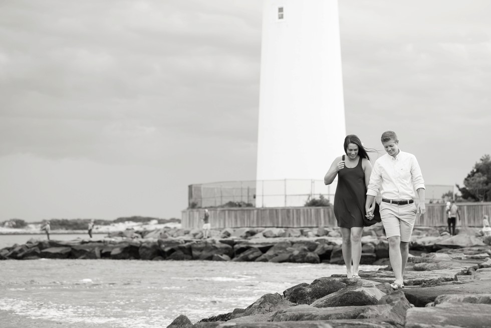 Engagement photos of two brides at the Barnegat Lighthouse